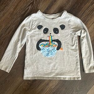 Tea Collection Gray Long Sleeve with Panda and Rainbow Noodles